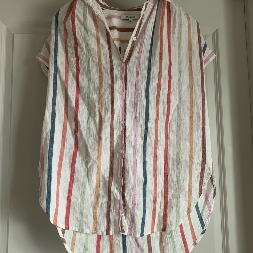 Madewell linen oversized striped button down